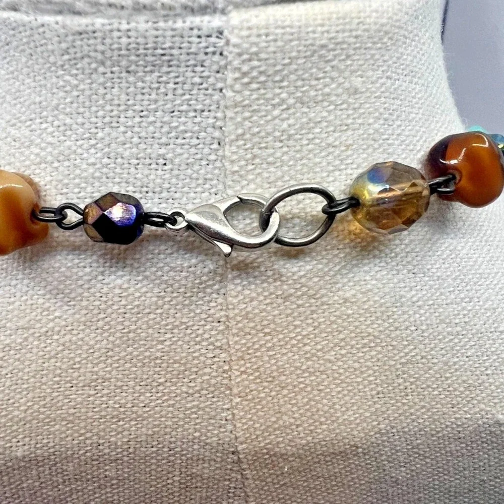 Avgad Artisan Vibes Pendant Necklace Boho Glass Beads Crystal Eclectic Aesthetic